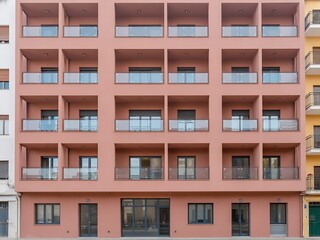 Modern apartment building with balconies