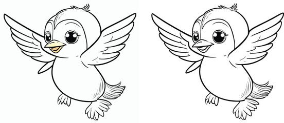 Obraz premium adorable cartoon bird with its wings outstretched A vector character of a happy little girl
