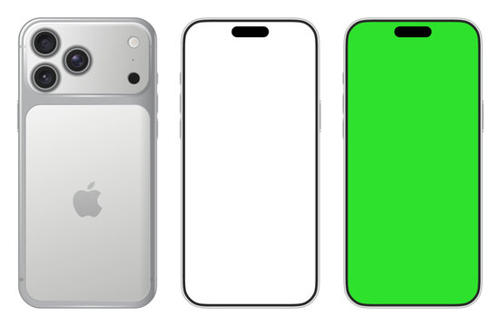 iPhone 17 Transparent Case Mockup Front Back and Screen Views
Clear Graphite Gray iPhone 17 Mockup with Green Screen Display