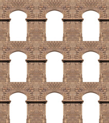 Obraz premium On the streets in Catalonia, public places. Elements of architectural decorations of buildings, doorways and arches. 