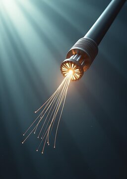 Cross section of underwater fiber optic data cable