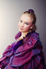 Girl in Fantasy Purple Gown Portrait
