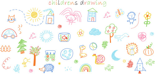 Hand Drawn Childrens Sketch Collection 32 Crayon Style Illustrations for Authentic Creativity, Family Outreach and Humanizing Corporate Communications