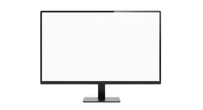 Modern computer monitor with white screen, isolated on transparent background