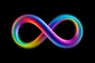 Fototapeta premium Colorful infinity symbol with bright lines on a dark background