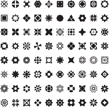 Seamless pattern of geometric shapes and ornaments, mandala-like elements, vector background