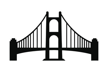 Obraz premium Black and white bridge silhouette icon design element