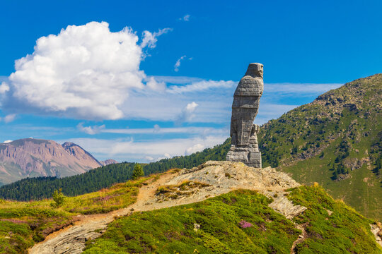 Golden Eagle Monument at the Simplon pass, Switzerland. A 9m high symbol of freedom and a commemoration of WW2