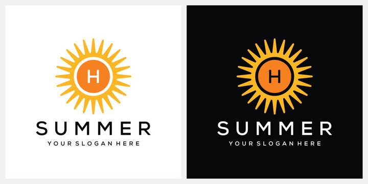 Minimalist letter H Summer Morning Sun logo design inspiration