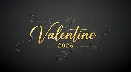 Obraz premium Elegant gold Valentine 2026 calligraphy text with sparkles isolated on transparent background