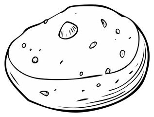 Stylized Drawing of a Round Flatbread With Seeds