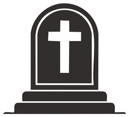 Obraz premium Silhouette of a Tombstone with a Christian Cross Symbol
