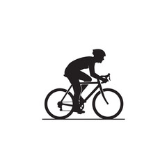Obraz premium Cyclist Silhouette in Dynamic Pose with Black Color on White Background for Sports Logo