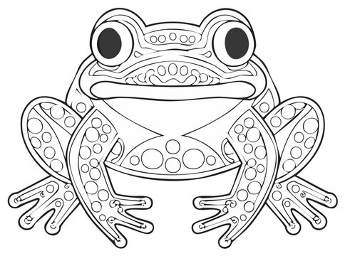 Whimsical Ornamental Frog Line Art Coloring Page for Children and Adults Engaging Artistic Activity