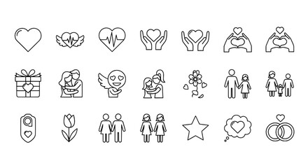 Love and relationship icon set