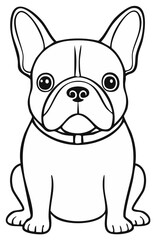 Black and white illustration of a French Bulldog facing forward