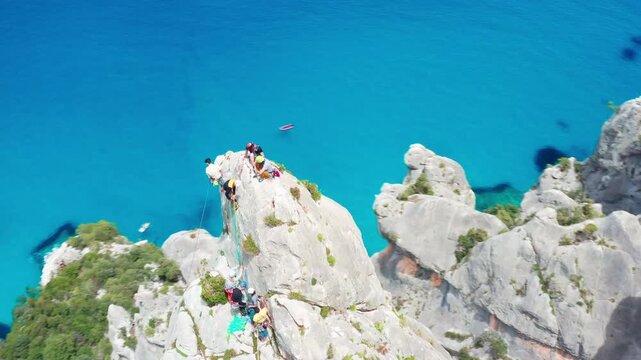 Aerial view of Punta Caroddi, Goloritz&egrave;, Baunei, Ogliastra, Nuoro, Sardinia, Italy, Europe