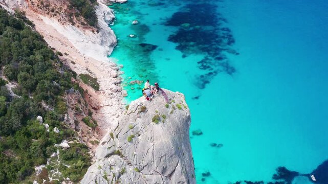 Aerial view of Punta Caroddi, Goloritz&egrave;, Baunei, Ogliastra, Nuoro, Sardinia, Italy, Europe
