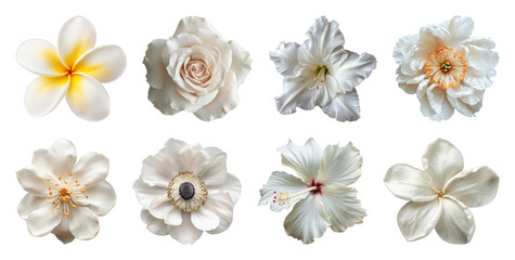 Naklejka premium PNG Elegant white floral collection on transparent background