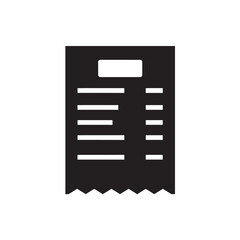 Black Solid Receipt Vector Icon for Billing, Shopping, Payment and Transaction