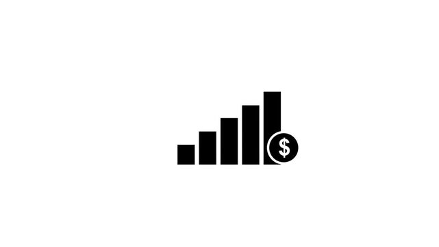 Animated of graph chart icon with dollar sign.suitable for business and finance concepts white background. .