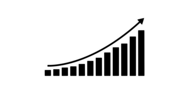 Business growth concept in graph chart showing marketing sales profit increasing to future target . growing business concept. Clean Hi-tech style technology chart