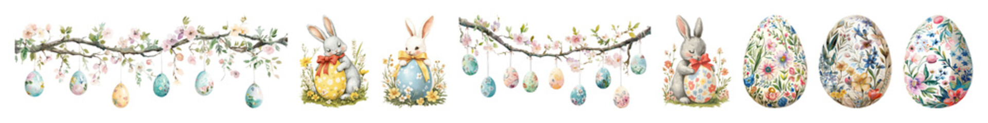 Fototapeta premium PNG Whimsical Easter bunny garland on transparent background