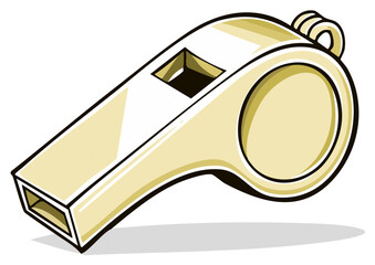 Yellow Plastic Whistle Cartoon Illustration Safety Coach Sports Referee Clip Art