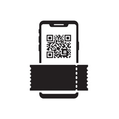 Mobile QR Code Scan Icon Showing Smartphone Barcode Scanner, Digital Payment, Ticket Validation, Contactless Technology, Online Verification, Secure Mobile Scanning and Modern QR Code Usage Concept