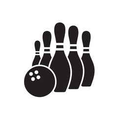 Bowling Icon Showing Bowling Ball and Pins, Sports Competition, Indoor Game Activity, Recreation Entertainment, Professional Bowling Sport and Leisure Time Concept