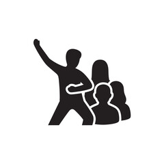 Leadership Icon Showing Motivational Team Leader with Group, Business Management, Success Strategy, Teamwork, Corporate Leadership, Human Resources, Coaching and Inspiration Concept