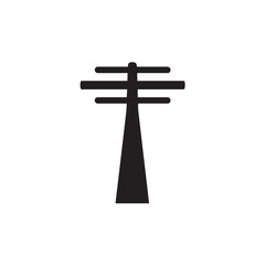 Power Line Icon &ndash; Electricity Pole Silhouette, Energy and Infrastructure Concept