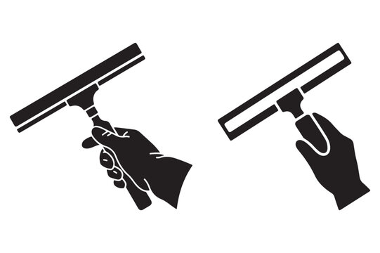 Hand Holding Window Squeegee Cleaning Icon