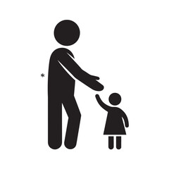 Child Abuse Icon &ndash; Adult Hitting Child Silhouette, Domestic Violence and Child Protection Concept