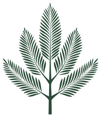 Naklejka premium Abstract illustration of a green palm leaf isolated on white background.