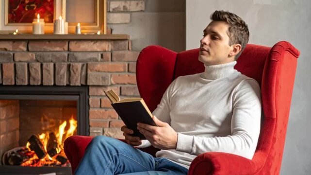 Junger Mann liest ein Buch