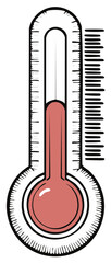 Cartoon thermometer illustration indicating a moderate temperature reading on a scale