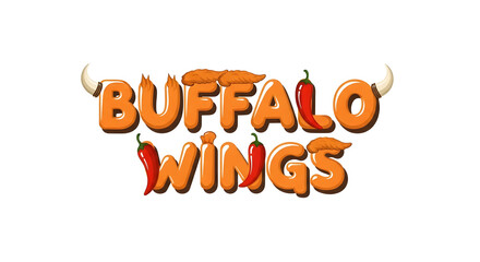 Spicy Buffalo Wings logo with chili pepper icon