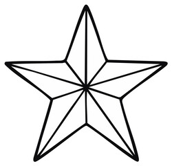 Obraz premium Graphic black outline five-pointed star illustration. Simple geometric shape and symbol design.
