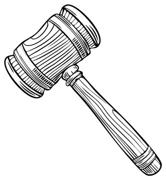 Illustration of a wooden gavel symbol of law and justice
