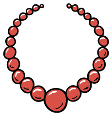 Obraz premium Bright red pearl necklace displayed as a simple graphic illustration on a clean background