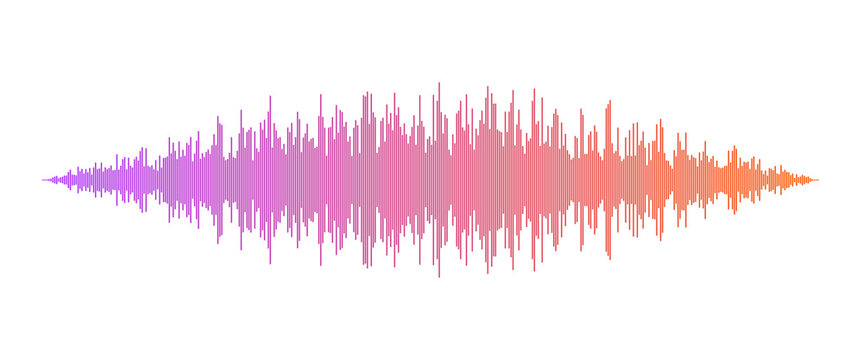 Colorful sound wave graph isolated on transparent background
