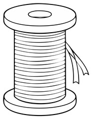 Spool of Thread Line Art, Craft Material, Sewing Supply, Yarn, Cotton, Needlework, Textile String, Simple Icon Illustration
