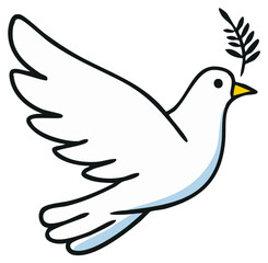 Obraz premium Stylized white dove carrying olive branch as symbol of peace and hope for a better future world