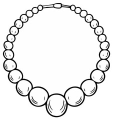 Fototapeta premium Elegant pearl necklace with graduating beads and clasp illustration
