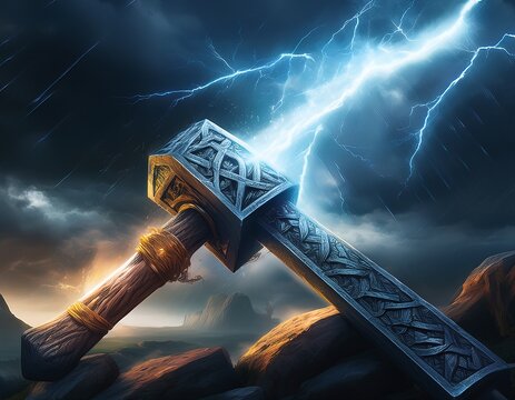 mjolnir thor s hammer lightning storm