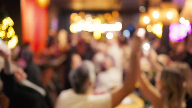 Vibrant crowd celebration. Enthusiastic spectators celebrating together with confetti and movement