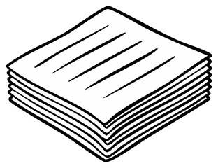 Hand drawn stack of blank papers simple doodle illustration for documents or notes