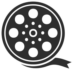 Fototapeta premium Film Reel Graphic Icon Movie Filmstrip Cinema Old Film Media Entertainment Industry Symbol Flat Design Element