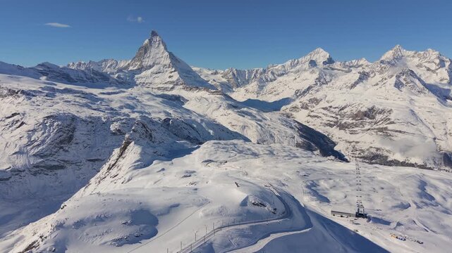 Matterhorn in Full Sunlight &mdash; A Drone Perspective, Rail to the Sky: Gornergrat and Matterhorn